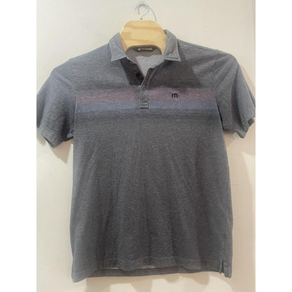 Travis Mathew Polo Shirt Adult Large Gray Purple‎ Lightweight Golf Golfer Men's